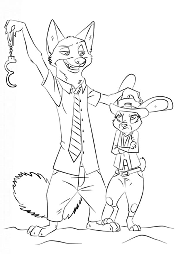 Coloriage Nick et Judy de Zootopie