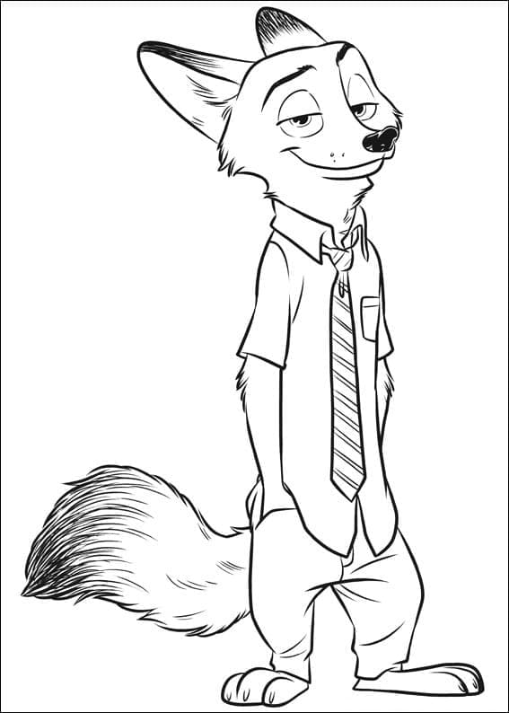 Coloriage Nick Wilde de Zootopie