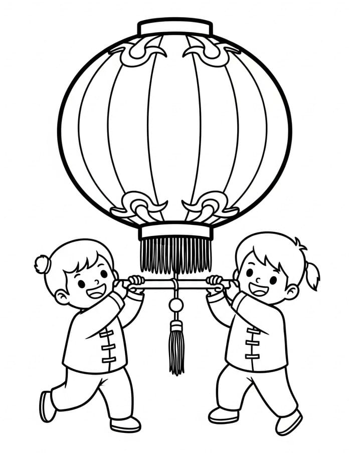 Coloriage Nouvel An Chinois Gratuit Pour les Enfants