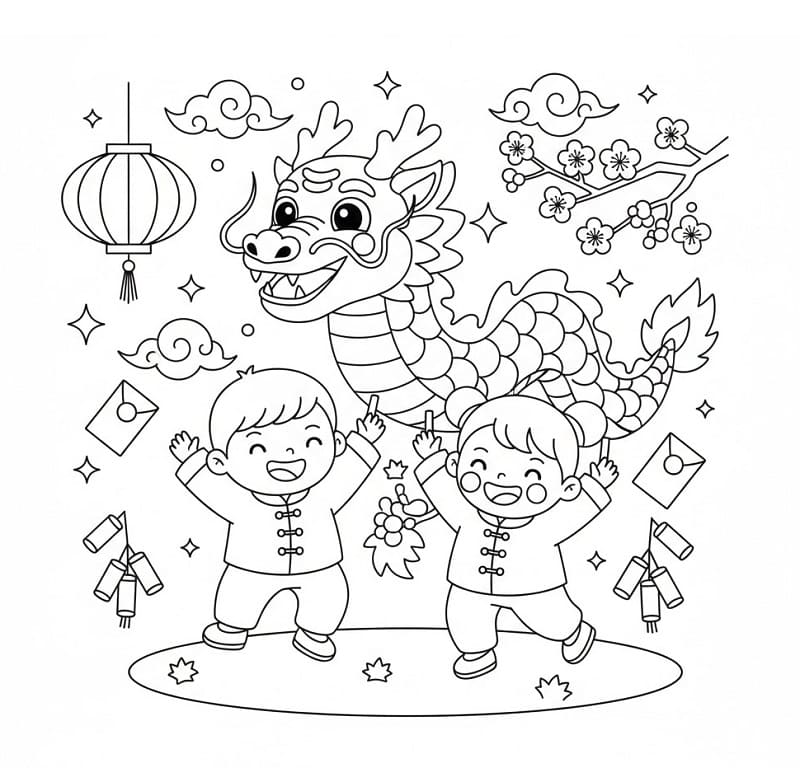 Coloriage Nouvel An Chinois Gratuit