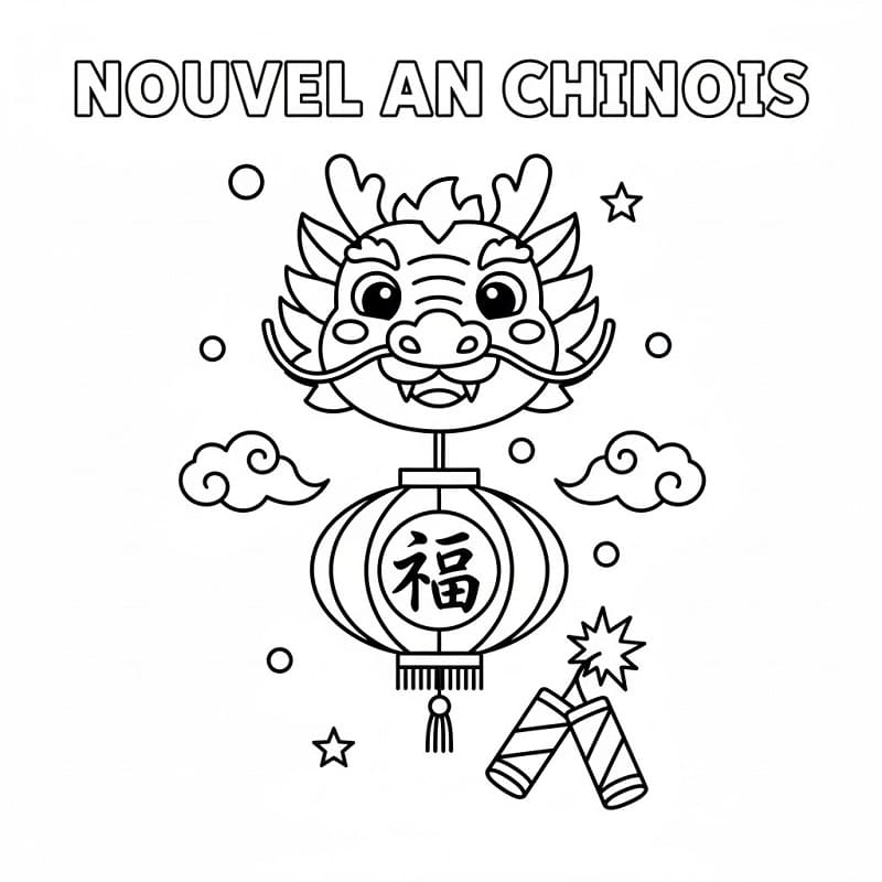 Coloriage Nouvel An Chinois Imprimable Gratuit Pour les Enfants