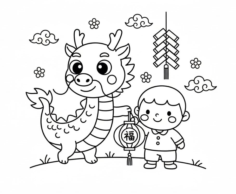 Coloriage Nouvel An Chinois Imprimable