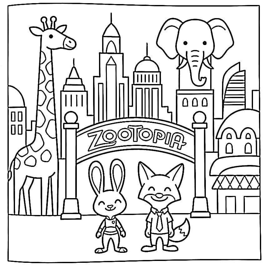 Coloriage Personnages de Zootopie