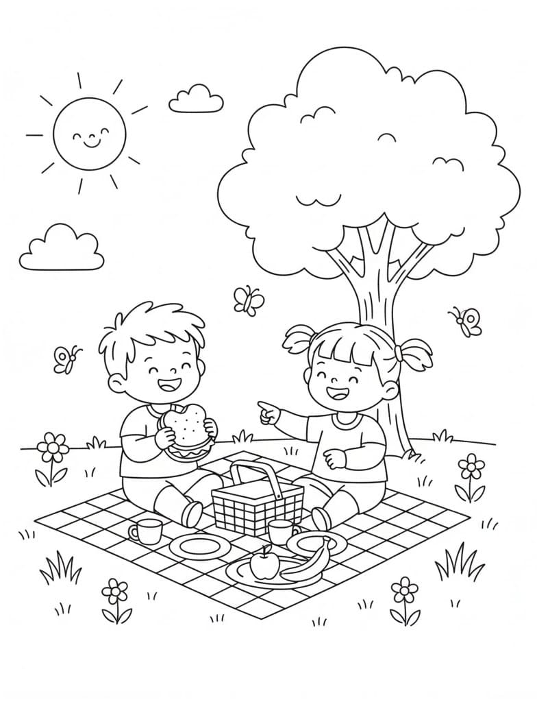 Coloriage Pique-nique 4