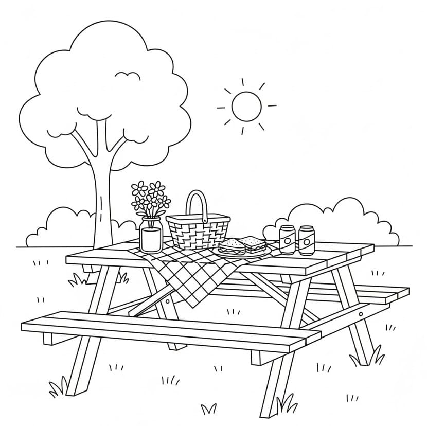 Coloriage Pique-nique agréable