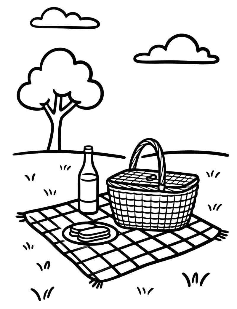 Coloriage Pique-nique facile