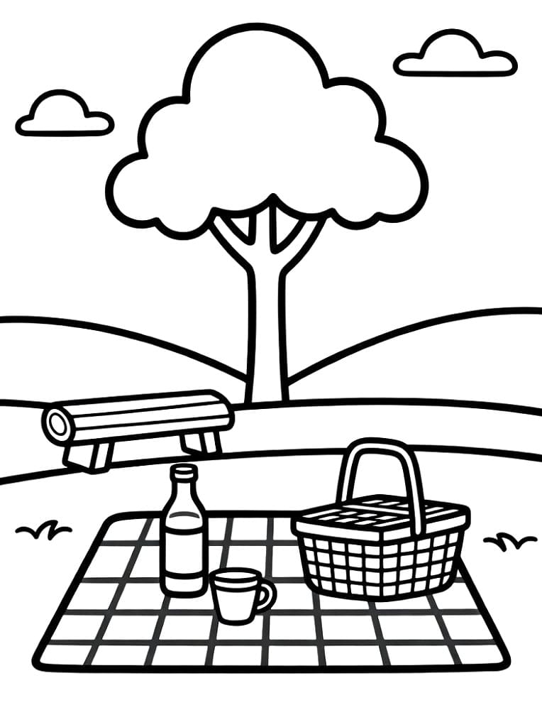 Coloriage Pique-nique Imprimable Gratuit