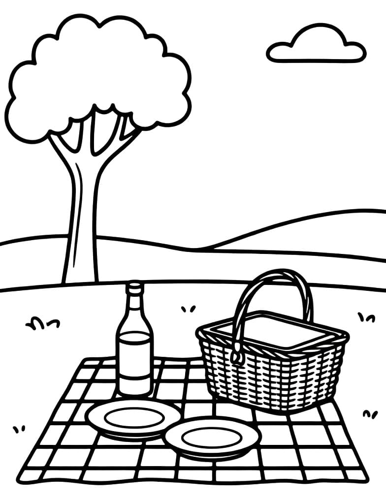 Coloriage Pique-nique Imprimable
