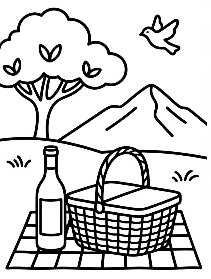 Coloriage Pique-nique Pour les Enfants de 1 An