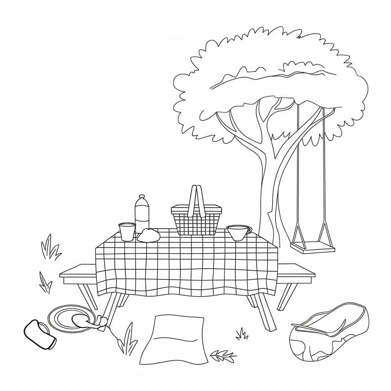 Coloriage Pique-nique Pour les Enfants de 2 Ans
