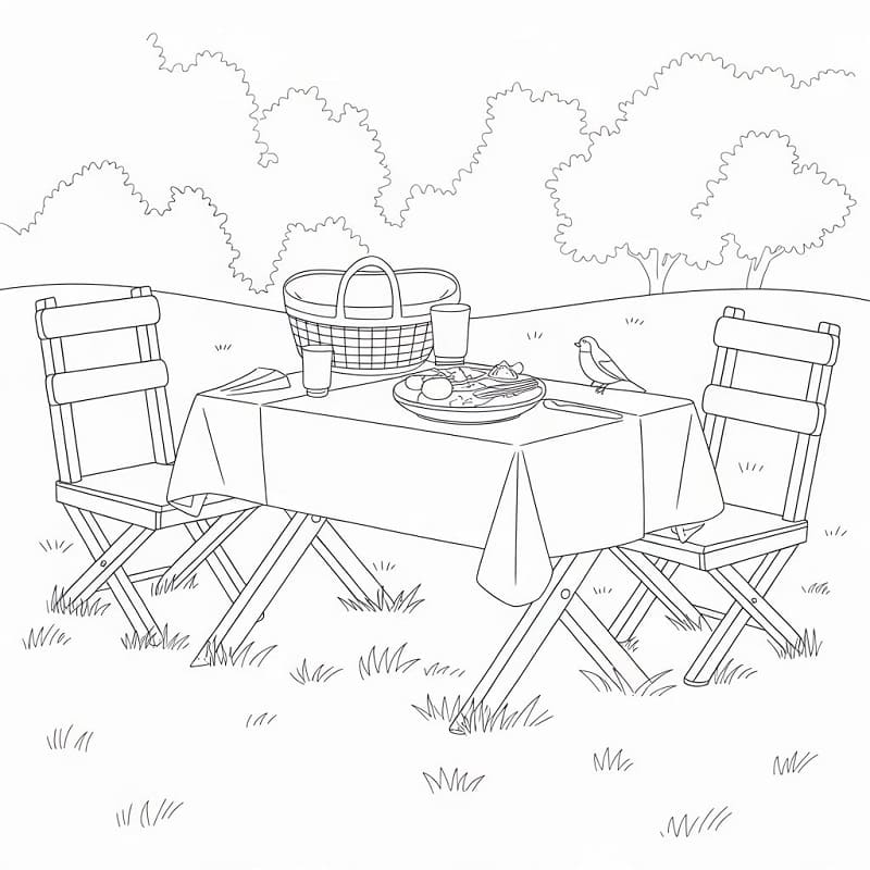Coloriage Pique-nique Pour les Enfants de 4 Ans