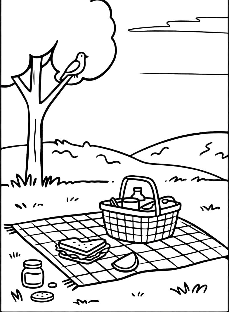 Coloriage Pique-nique simple