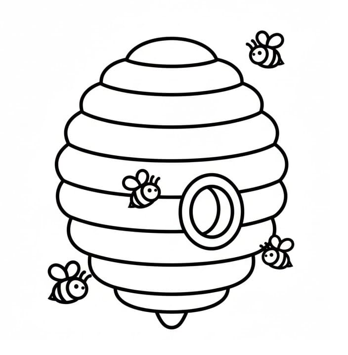 Coloriage Ruche et Abeilles
