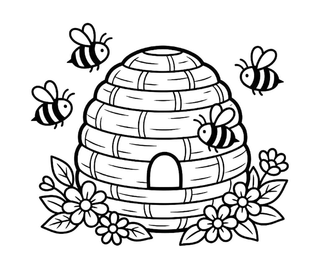 Coloriage Ruche Imprimable