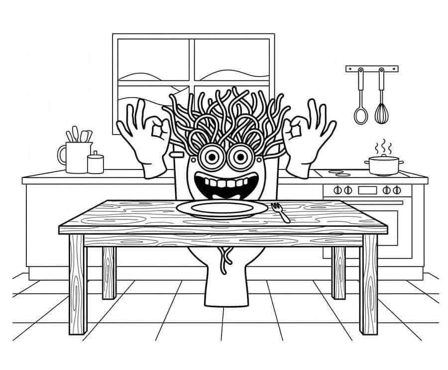 Coloriage Spaghetti Tualetti Imprimable Gratuit Pour les Enfants