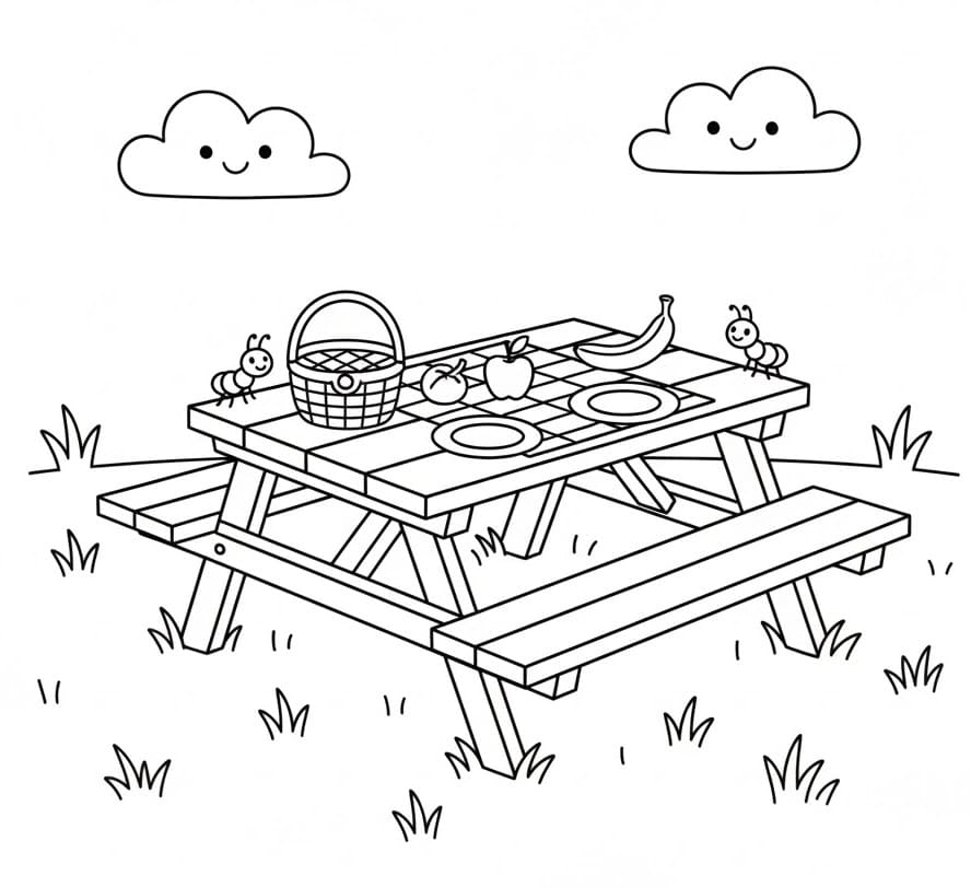 Coloriage Table de pique-nique