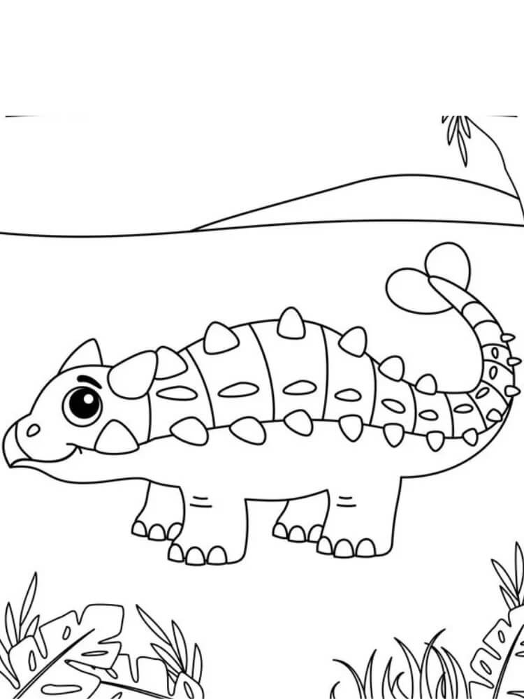 Coloriage Un Ankylosaurus Heureux