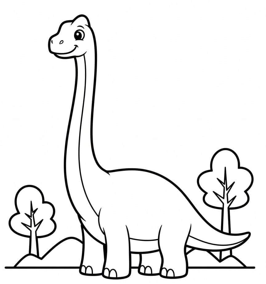 Coloriage Un Brachiosaure Mignon
