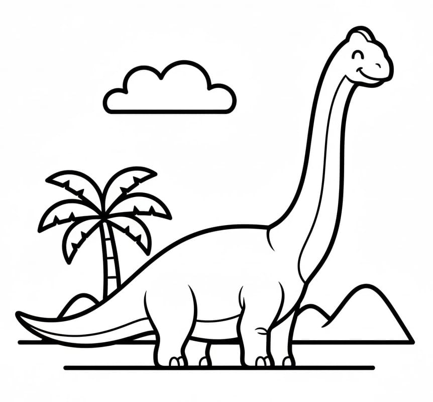 Coloriage Un Brachiosaure très Mignon