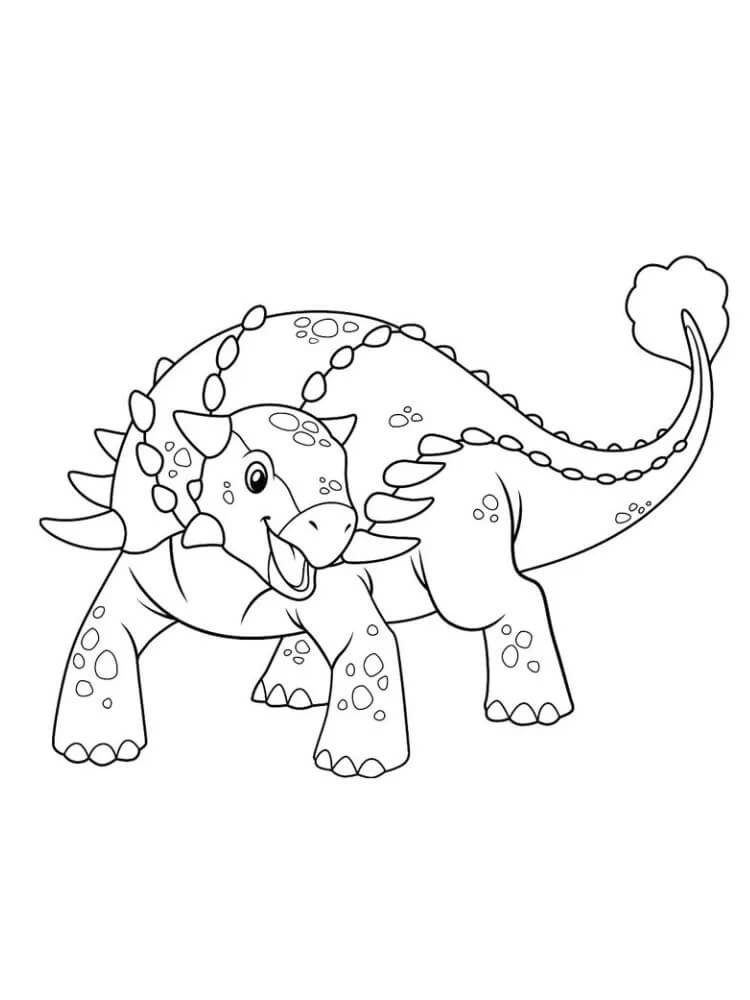 Coloriage Un Dinosaure Ankylosaurus Mignon