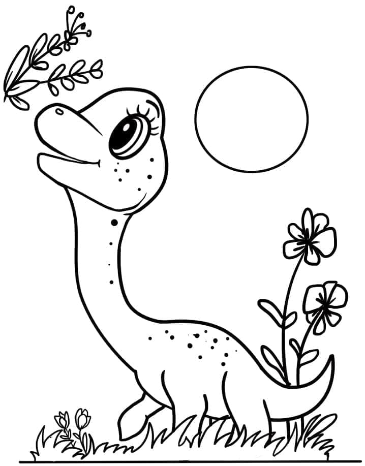 Coloriage Un Dinosaure Brachiosaurus Mignon