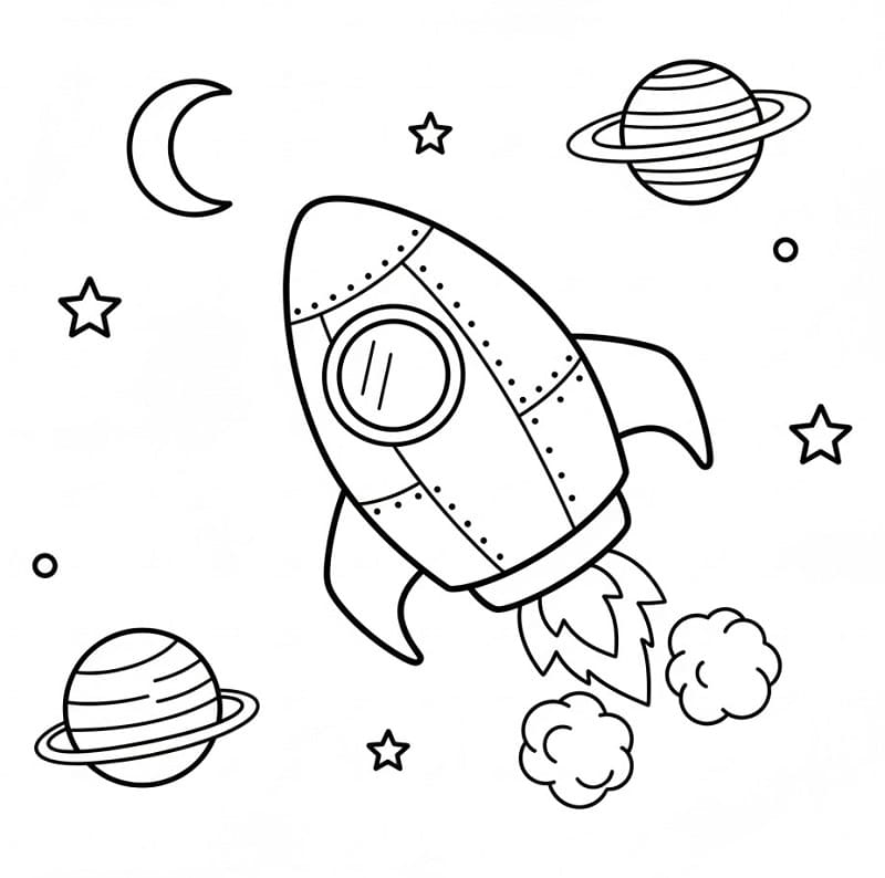 Coloriage Vaisseau Spatial Gratuit Pour les Enfants