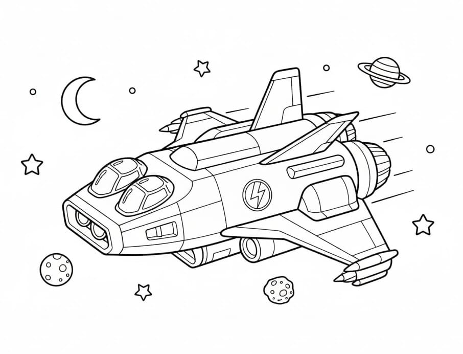 Coloriage Vaisseau Spatial Imprimable Gratuit Pour les Enfants