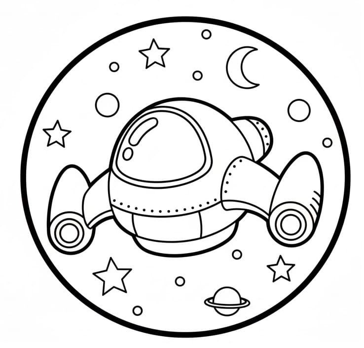 Coloriage Vaisseau Spatial Mignon