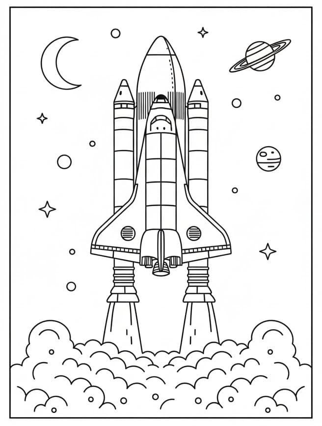 Coloriage Vaisseau Spatial Pour Enfants