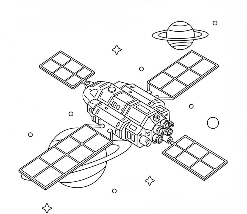 Coloriage Vaisseau Spatial Pour les Enfants de 2 Ans