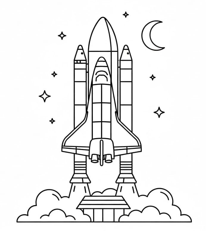 Coloriage Vaisseau Spatial Pour les Enfants de 3 Ans