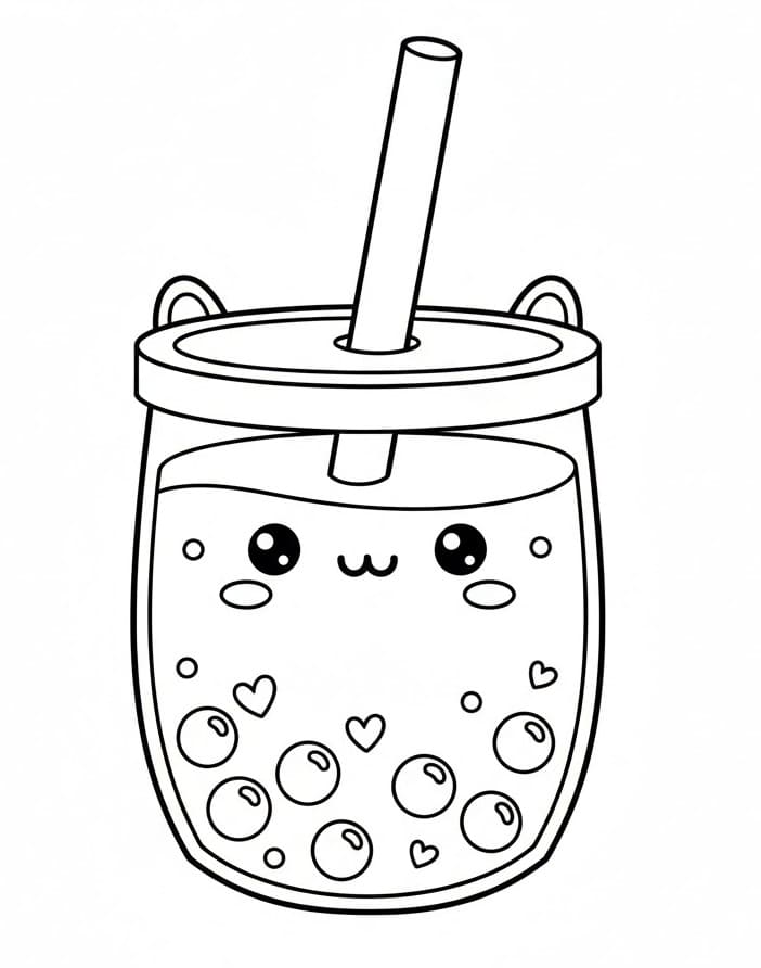 Coloriage Adorable Bubble Tea