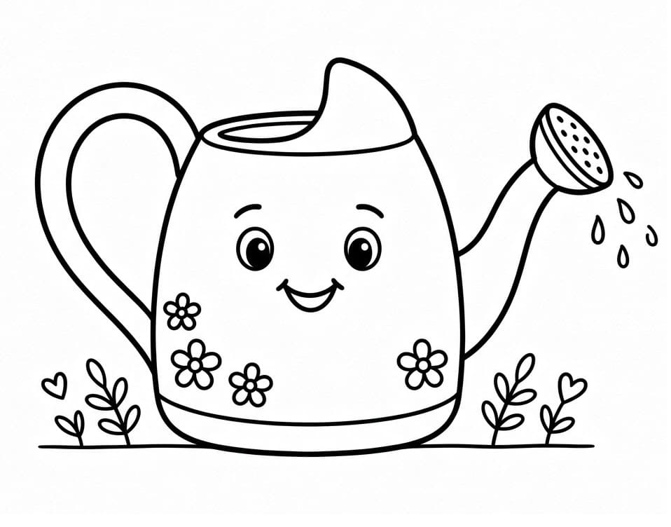 Coloriage Arrosoir Mignon