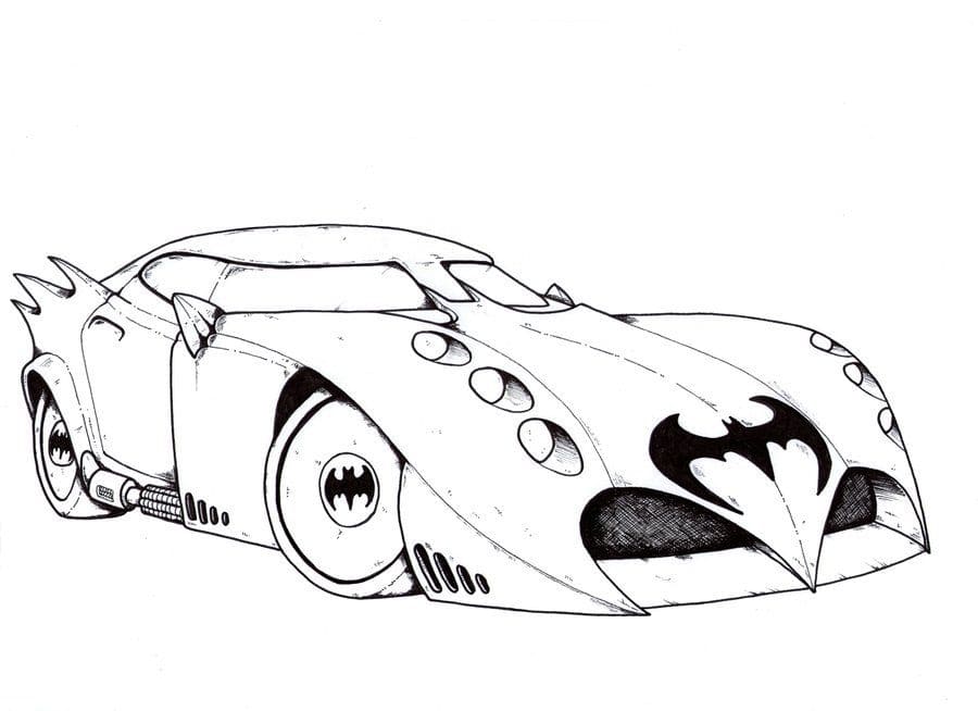 Coloriage Batmobile Gratuit Pour les Enfants