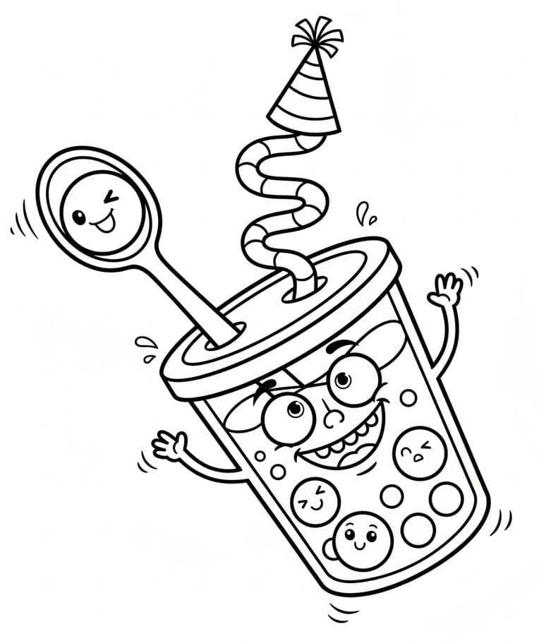 Coloriage Bubble Tea Drôle
