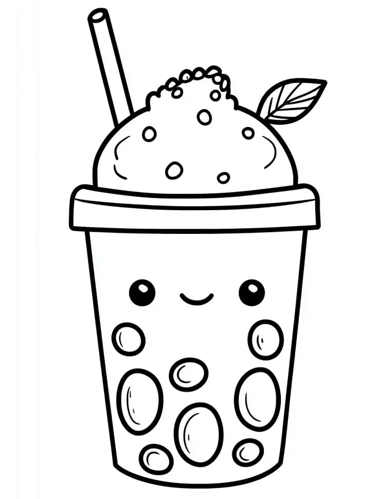 Coloriage Bubble Tea Heureux
