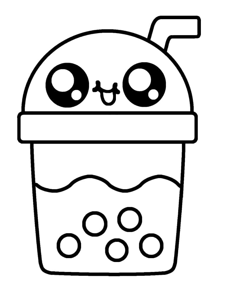 Coloriage Bubble Tea Imprimable