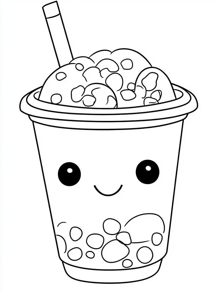 Coloriage Bubble Tea Kawaii