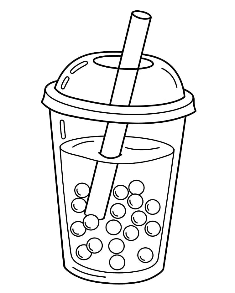 Coloriage Bubble Tea Simple