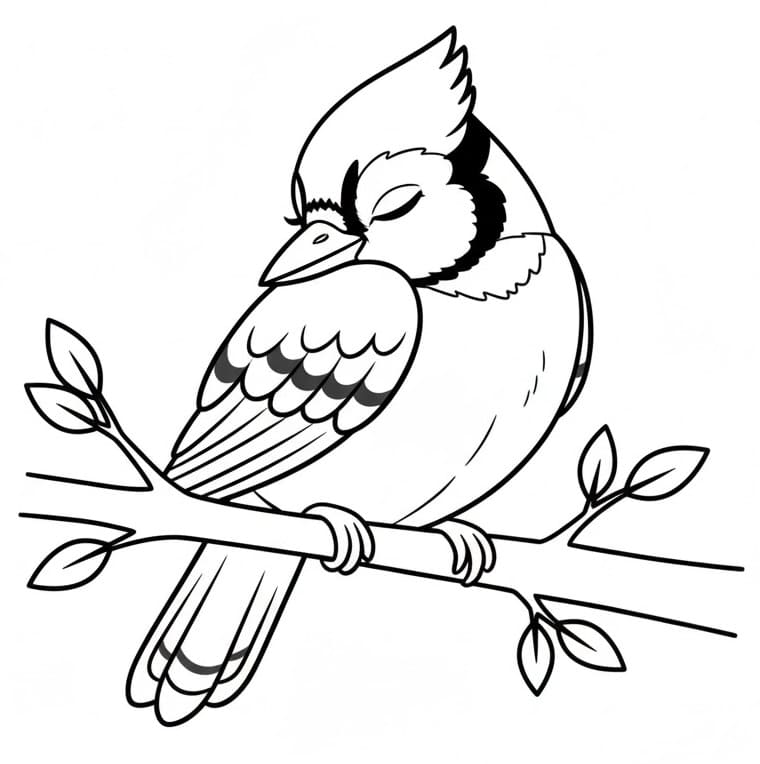 Coloriage Dessin de Geai Bleu Gratuit