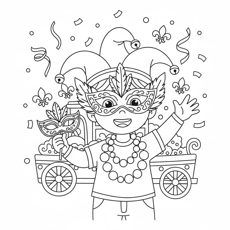 Coloriage Garçon au Mardi Gras