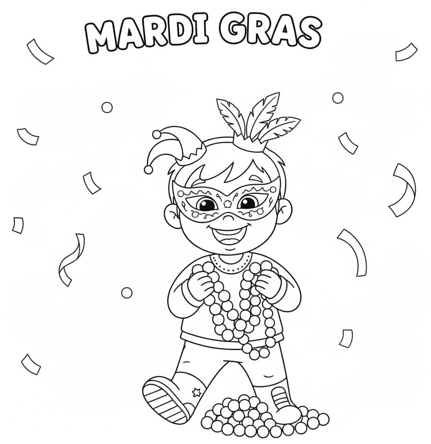 Coloriage Garçon du Mardi Gras