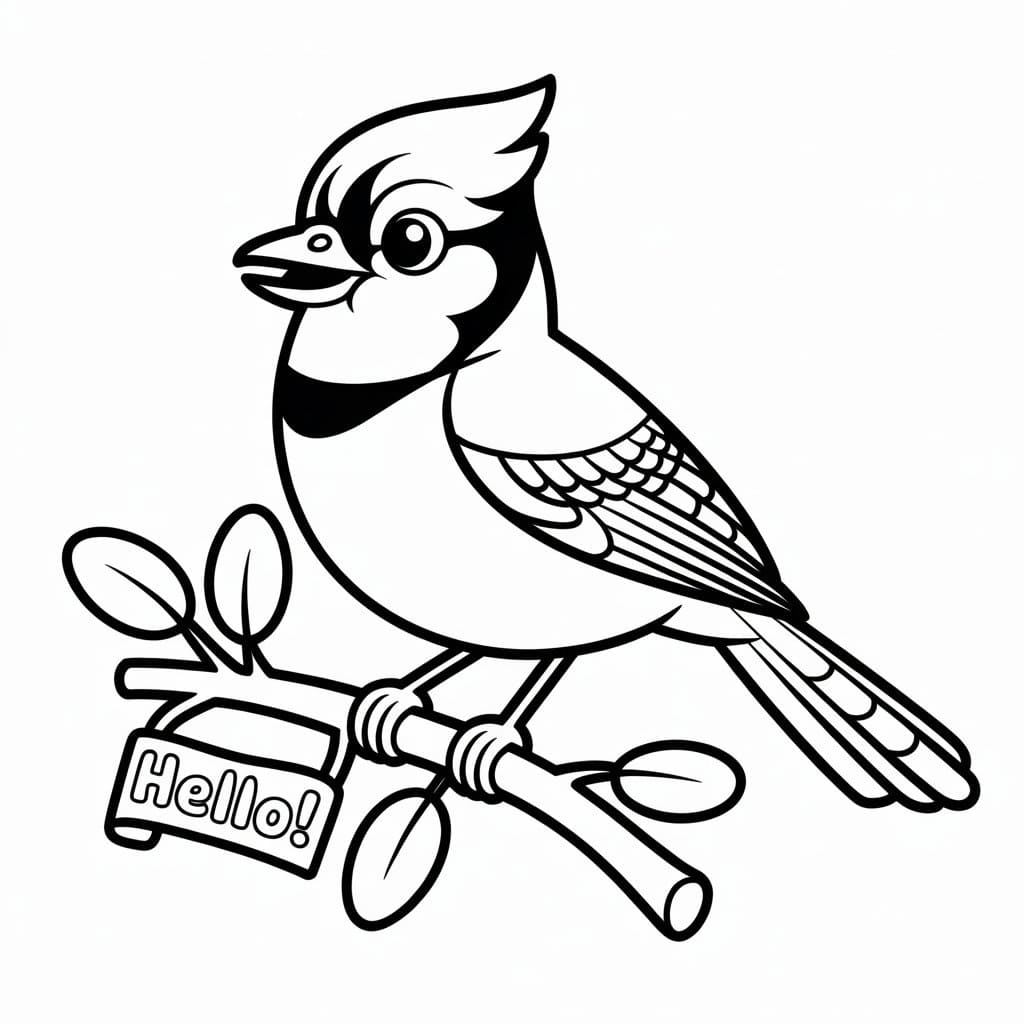 Coloriage Geai bleu joyeux