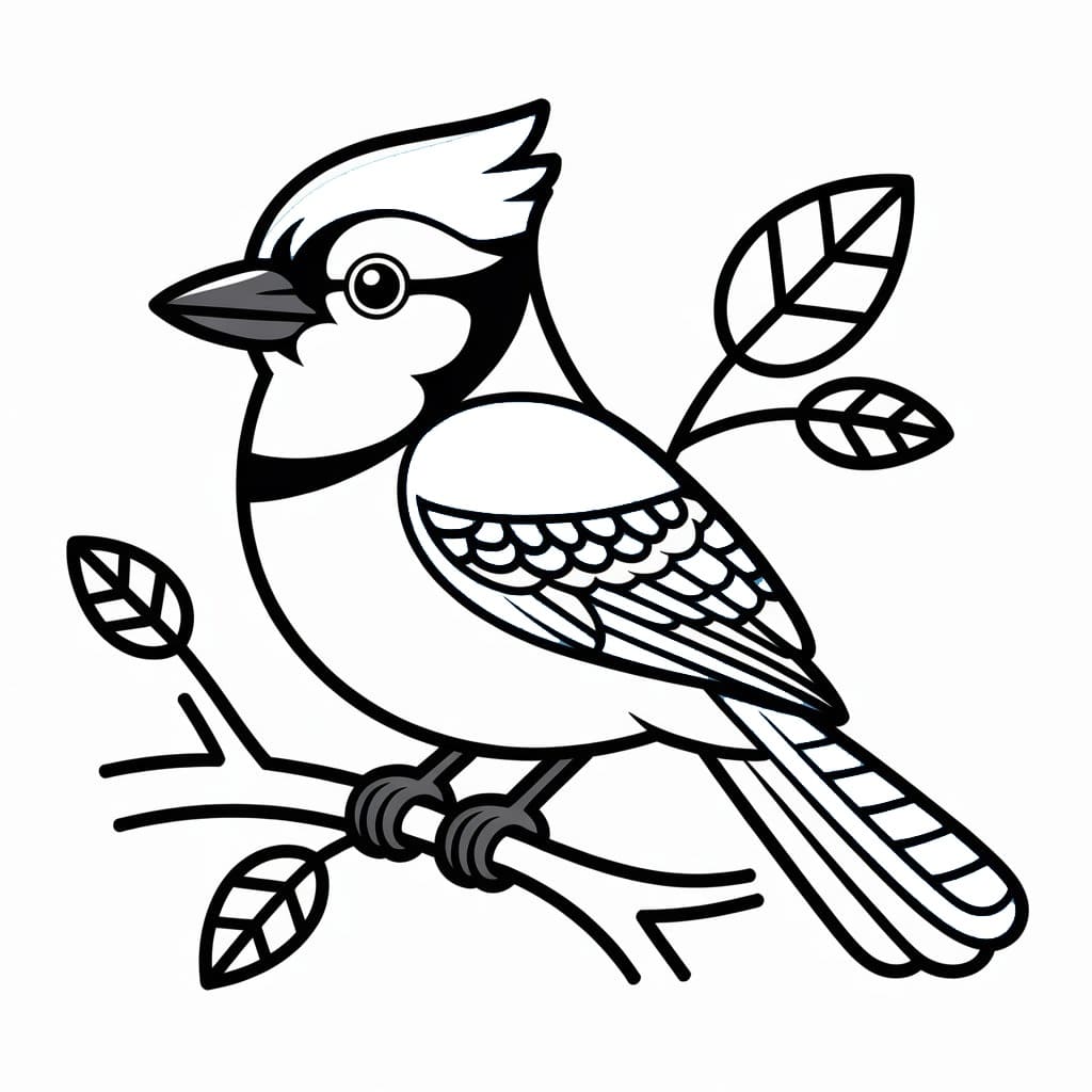 Coloriage Geai bleu sur la branche