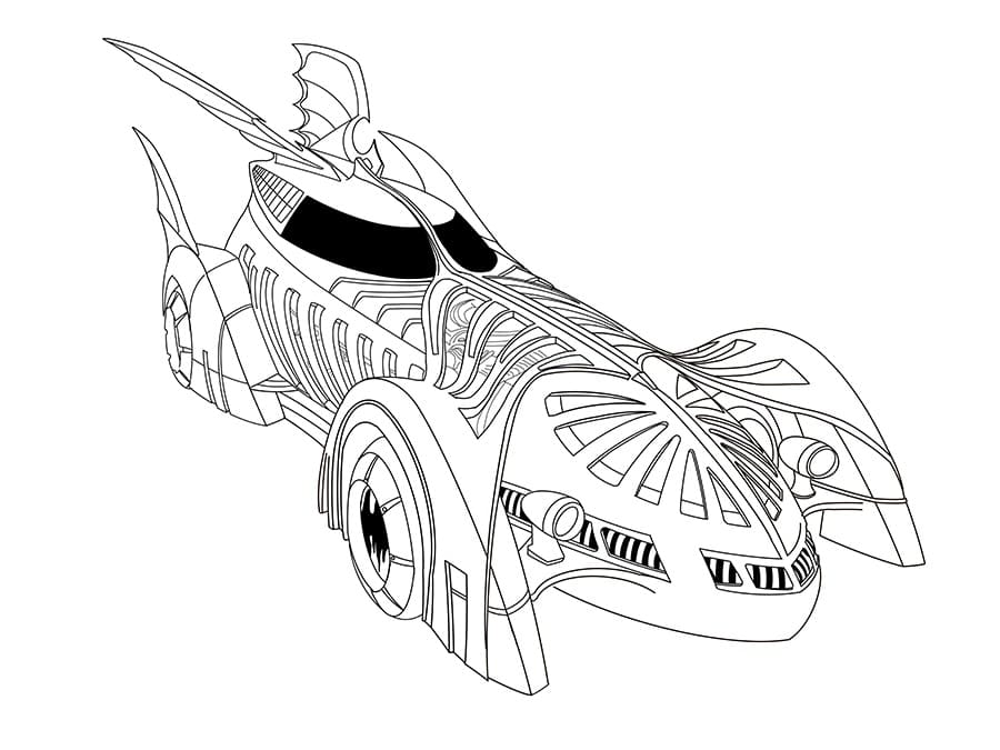 Coloriage Gratuit Batmobile Pour les Enfants