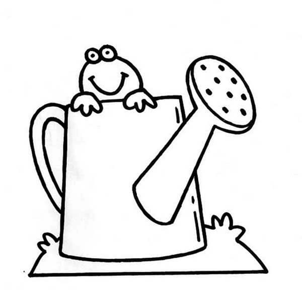 Coloriage Grenouille dans l'arrosoir