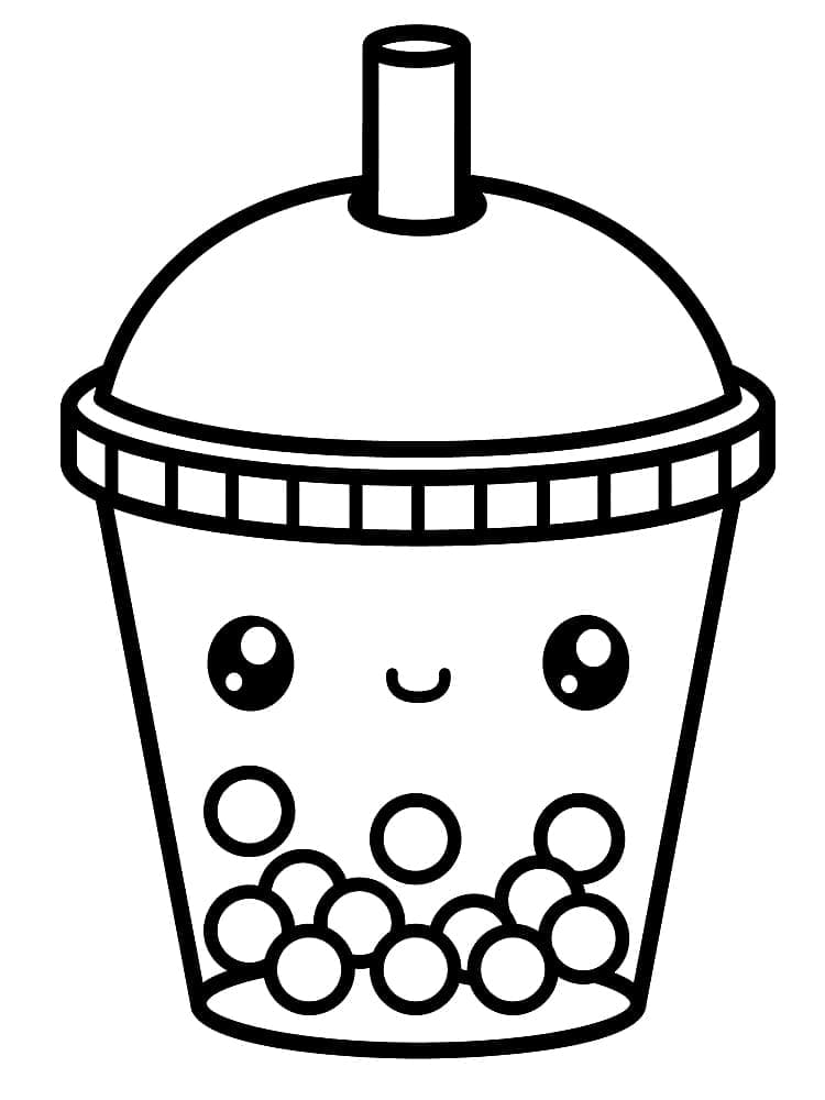 Coloriage Imprimable Gratuit Bubble Tea Pour les Enfants