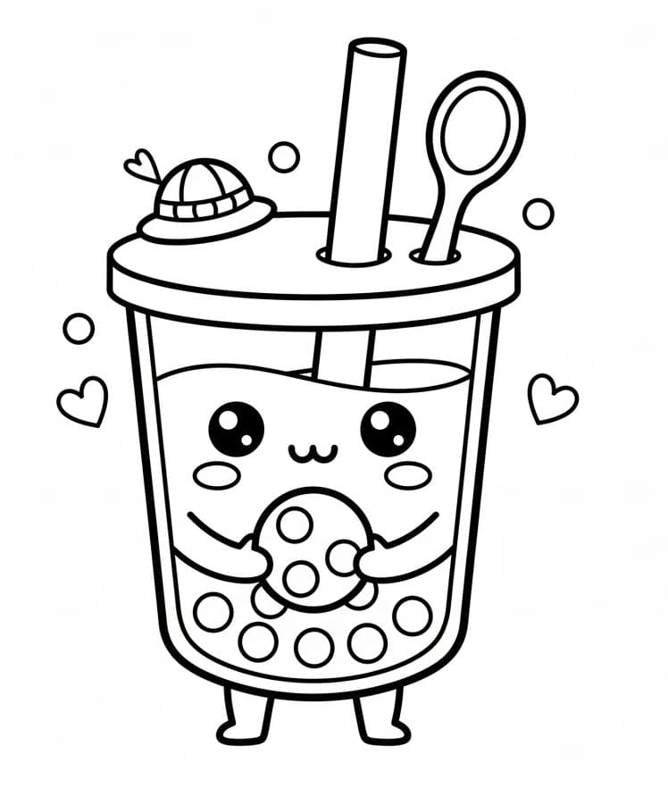 Coloriage Kawaii Bubble Tea