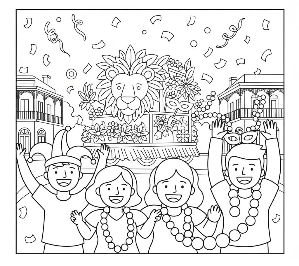 Coloriage Les gens au Mardi Gras