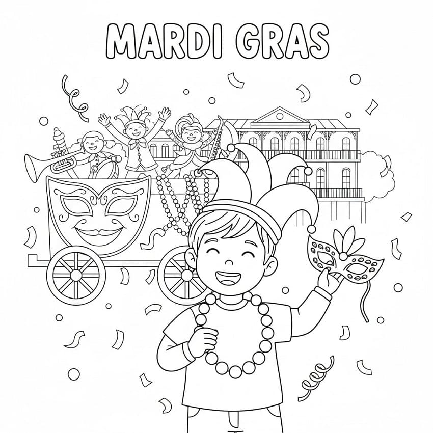 Coloriage Petit Garçon du Mardi Gras